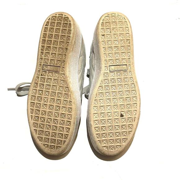 Puma Vikky Stacked Gray Suede Leather Tie Tennis Shoes Sneakers Women's 8 - Picture 7 of 7